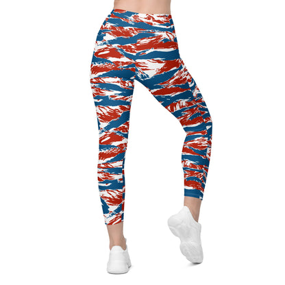 American Patriot Tiger Stripe CAMO Womens Leggings with Pockets