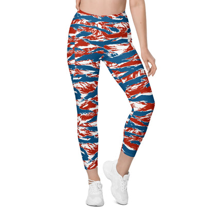 American Patriot Tiger Stripe CAMO Womens Leggings with Pockets
