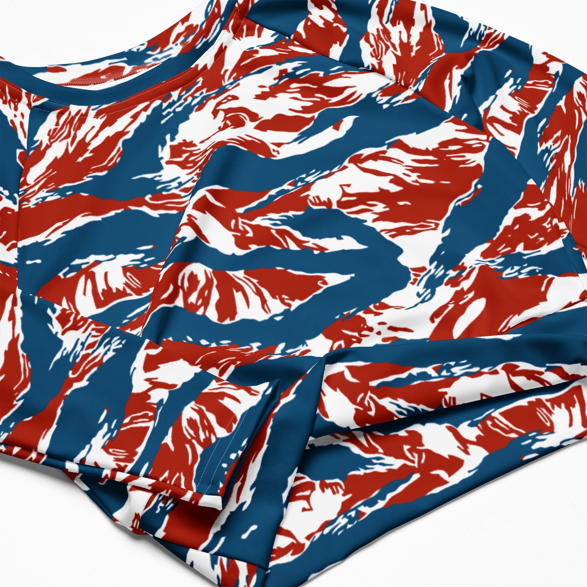 American Patriot Tiger Stripe CAMO Womens Long-Sleeve Crop Top