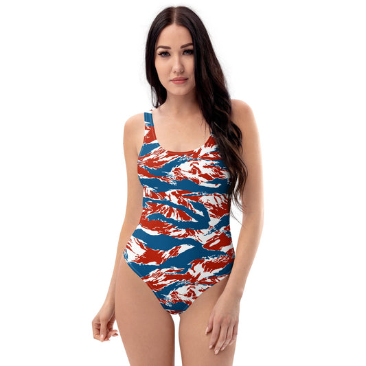 American Patriot Tiger Stripe CAMO Womens One-Piece Swimsuit - XS