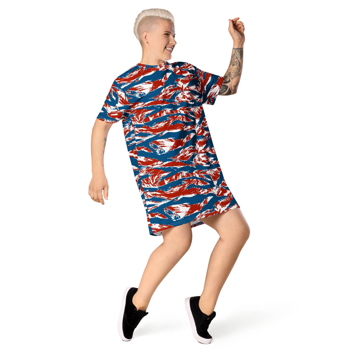American Patriot Tiger Stripe CAMO Womens T-Shirt Dress