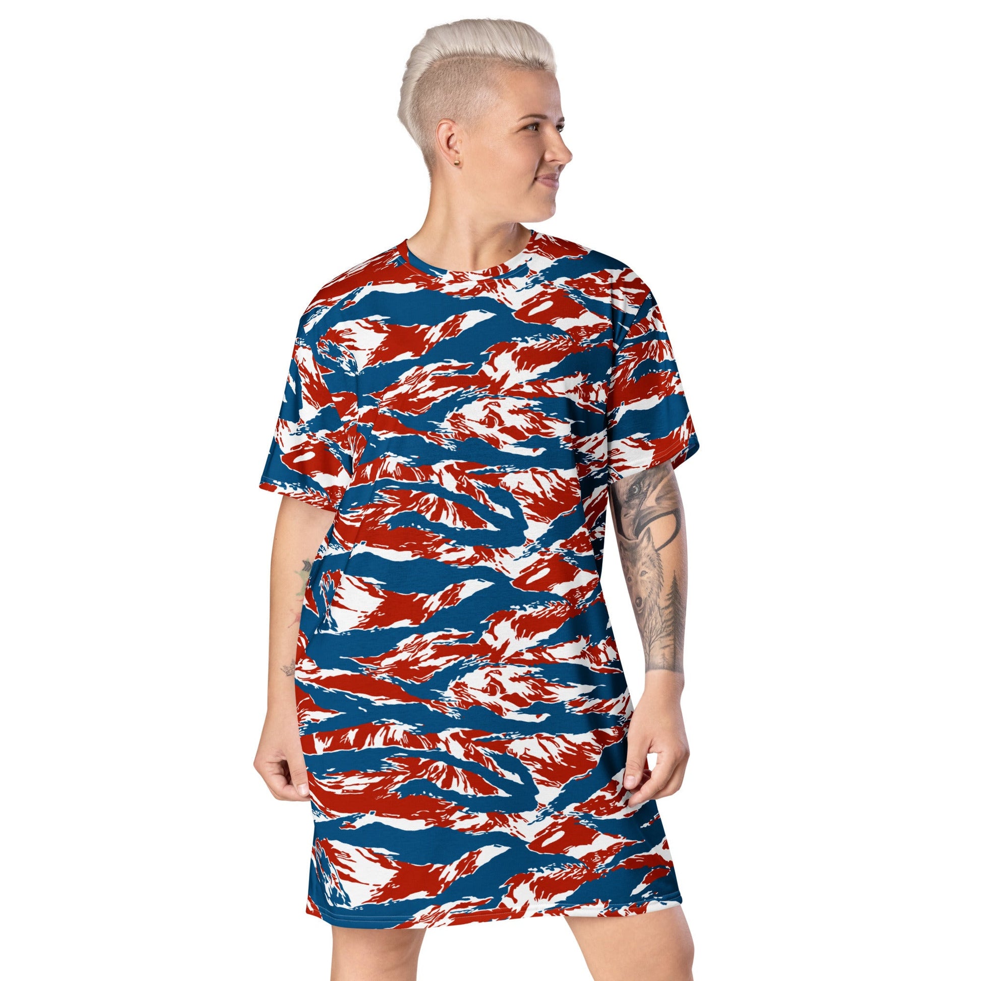 American Patriot Tiger Stripe CAMO Womens T-Shirt Dress