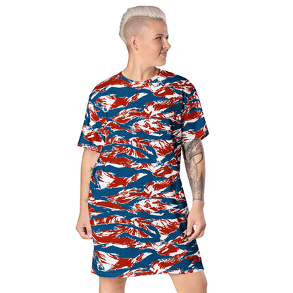 American Patriot Tiger Stripe CAMO Womens T-Shirt Dress