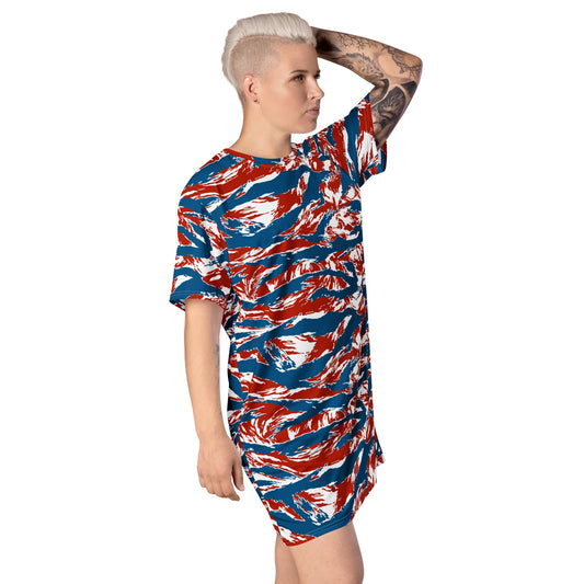 American Patriot Tiger Stripe CAMO Womens T-Shirt Dress