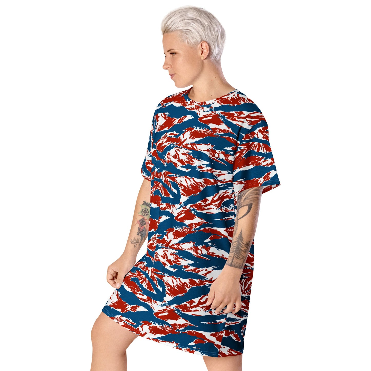 American Patriot Tiger Stripe CAMO Womens T-Shirt Dress