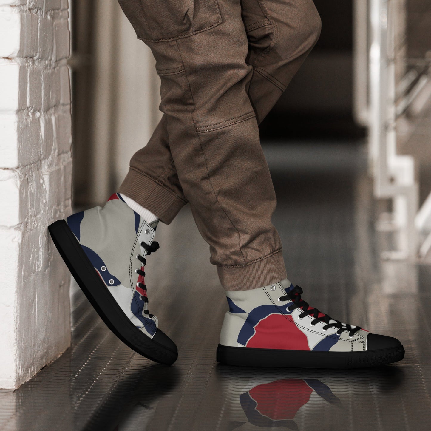American Patriot Turtle Shell CAMO Mens High-Top Canvas Shoes - 5