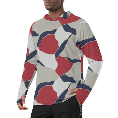American Patriot Turtle Shell CAMO Mens Sunscreen Sports Hoodie With Thumb Holes - S / White