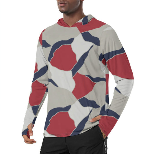 American Patriot Turtle Shell CAMO Mens Sunscreen Sports Hoodie With Thumb Holes - S / White