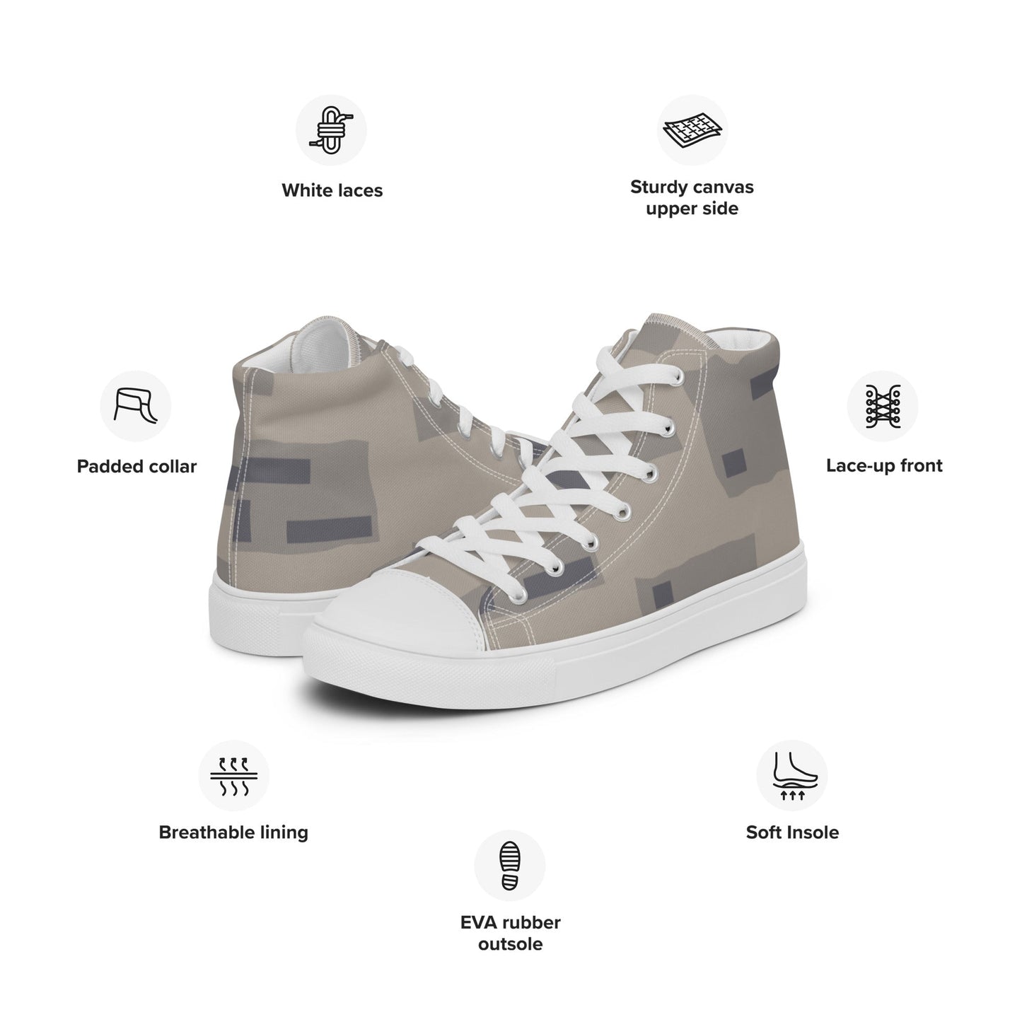 American T-Block Desert CAMO Mens high top canvas shoes - High Top Canvas Shoes