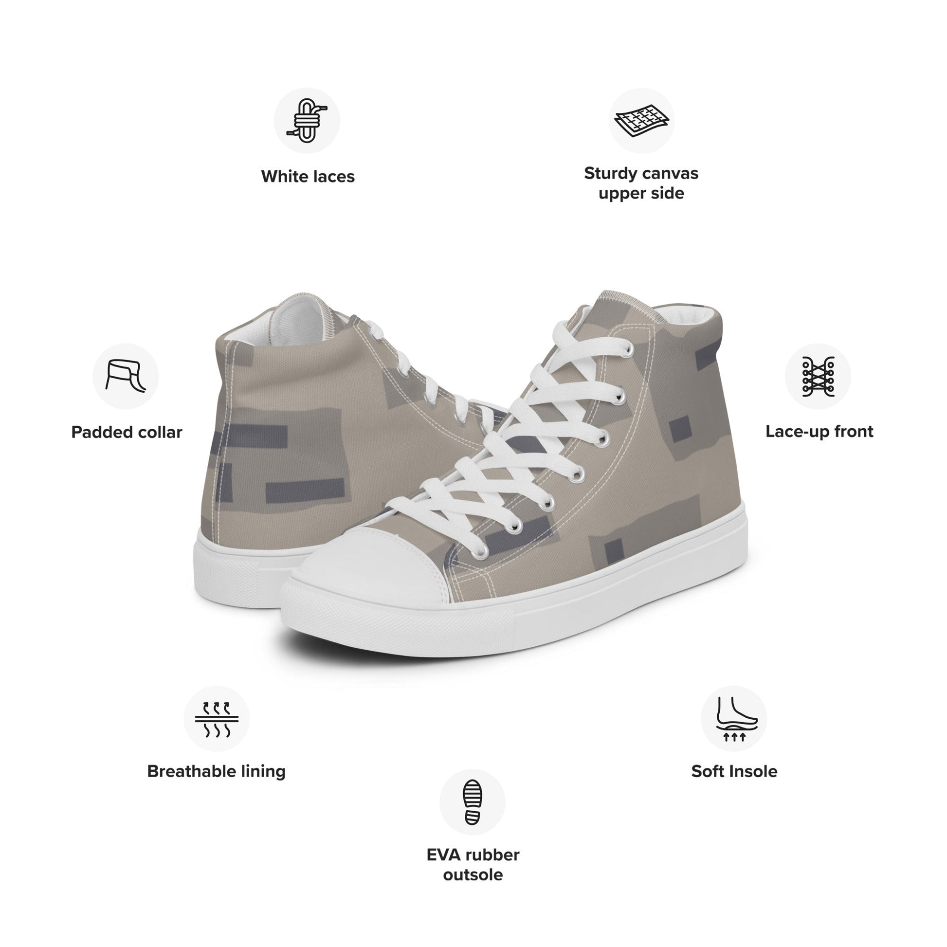 American T-Block Desert CAMO Mens high top canvas shoes - High Top Canvas Shoes