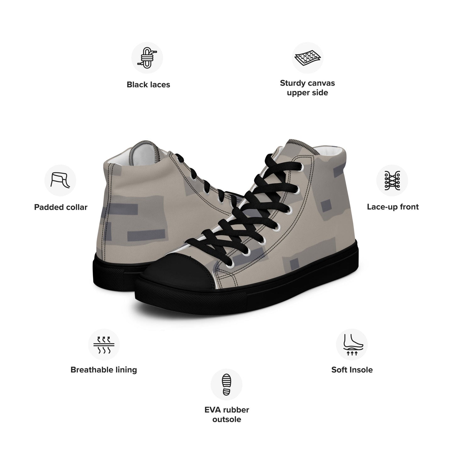 American T-Block Desert CAMO Mens high top canvas shoes - High Top Canvas Shoes