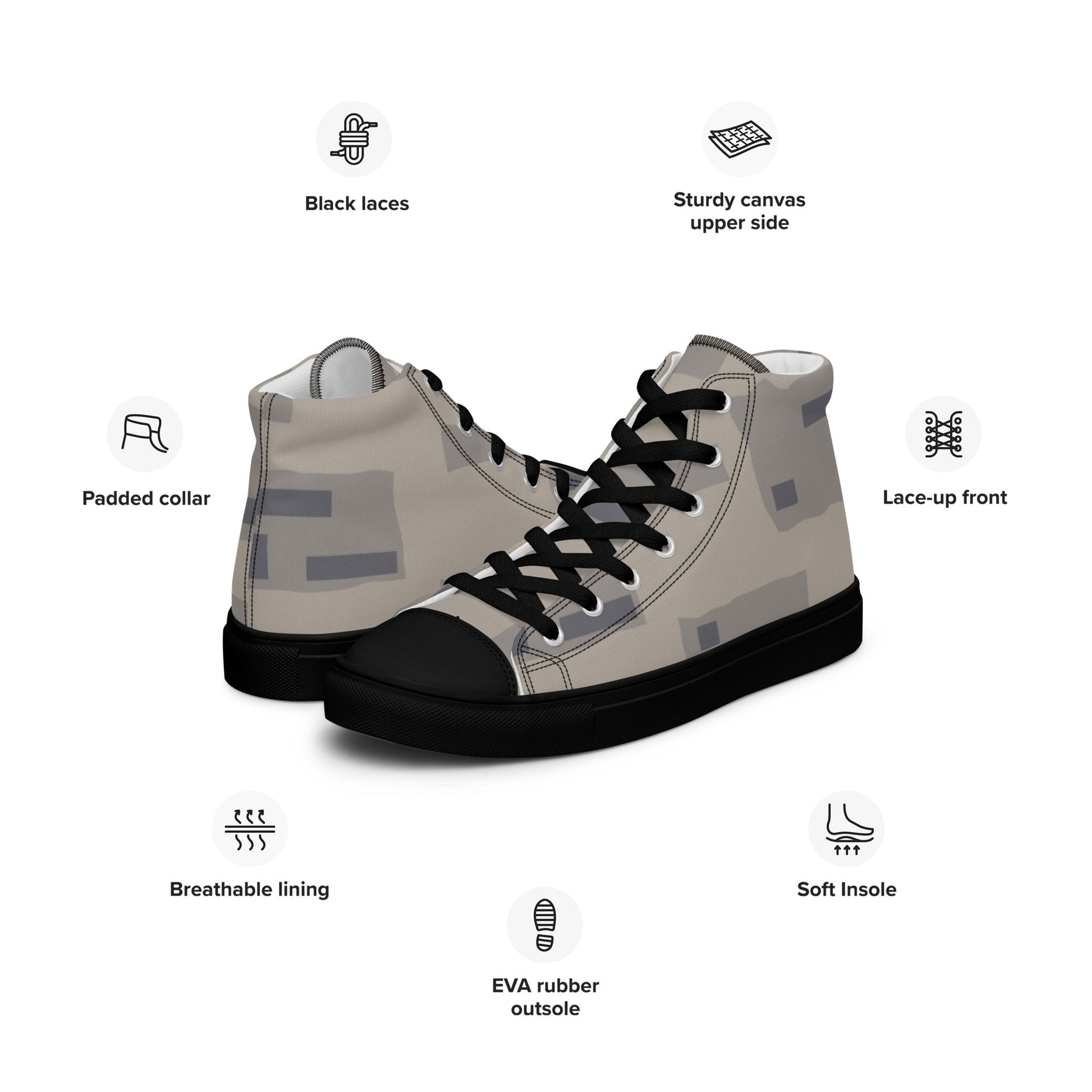 American T-Block Desert CAMO Mens high top canvas shoes - High Top Canvas Shoes