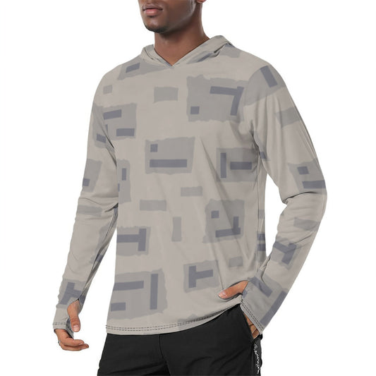 American T-Block Desert CAMO Mens Sunscreen Sports Hoodie With Thumb Holes - S / White
