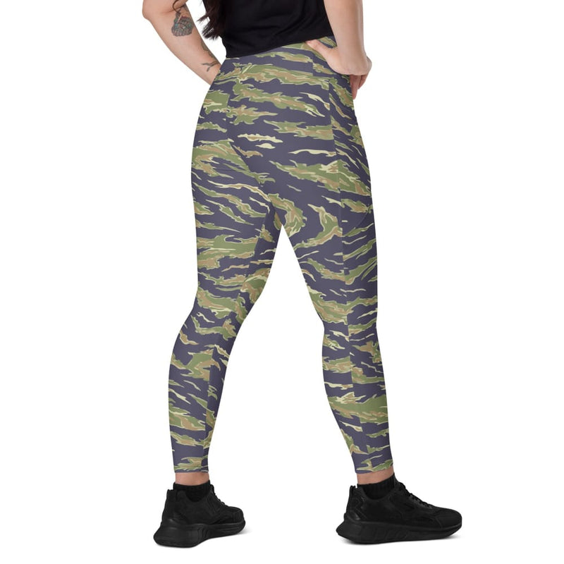American Tiger Stripe Advisor Type Dense Special Forces CAMO Women’s Leggings with pockets - 2XS