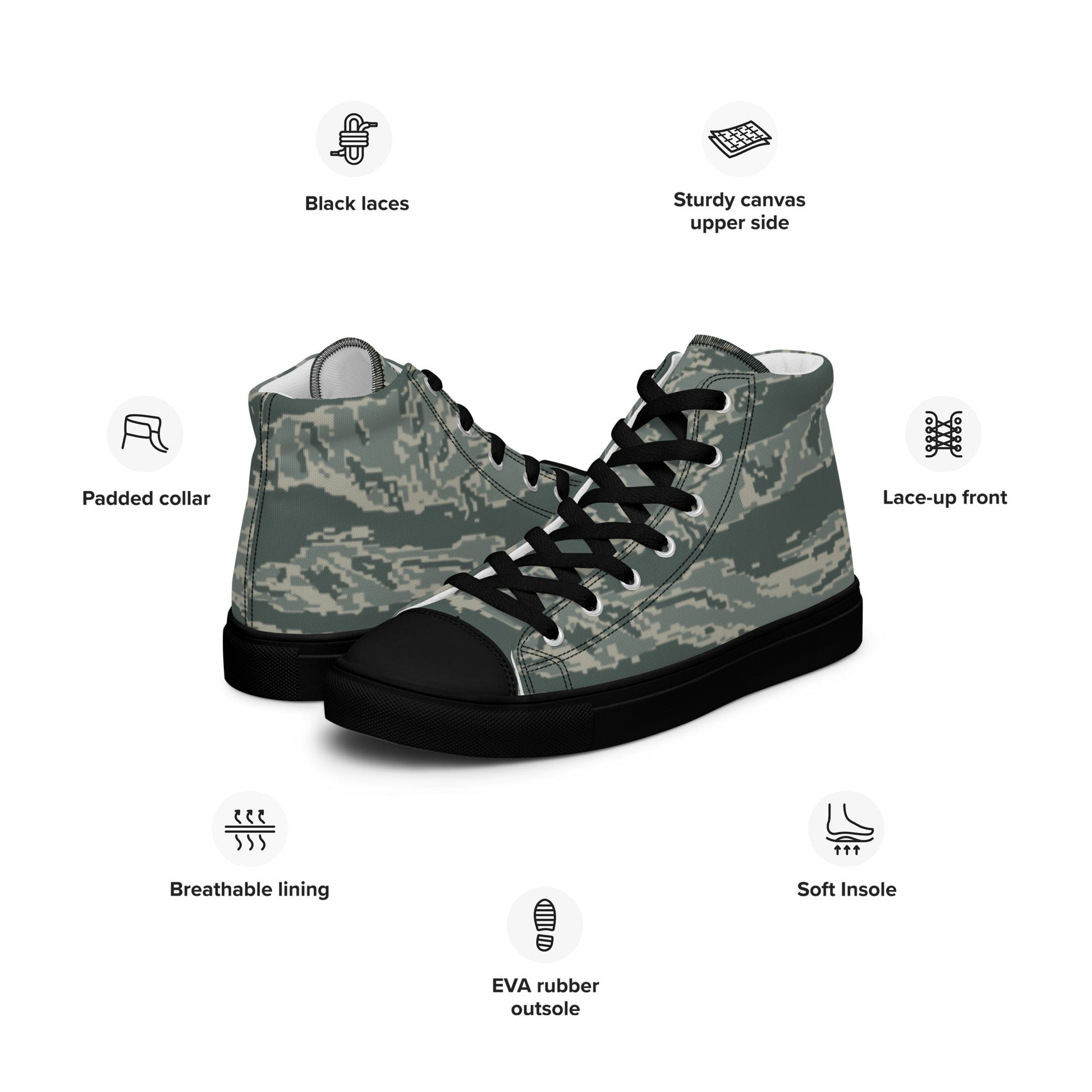 American Tiger Stripe Airman Battle Uniform (ABU) CAMO Mens high top canvas shoes High Top Canvas Shoes