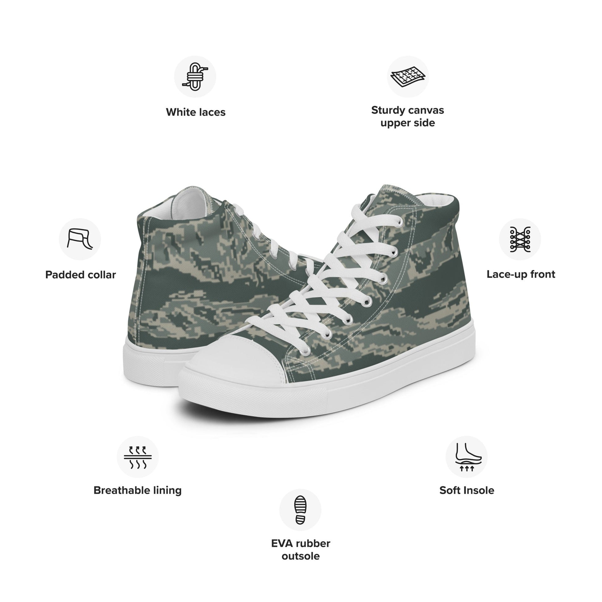 American Tiger Stripe Airman Battle Uniform (ABU) CAMO Mens high top canvas shoes High Top Canvas Shoes