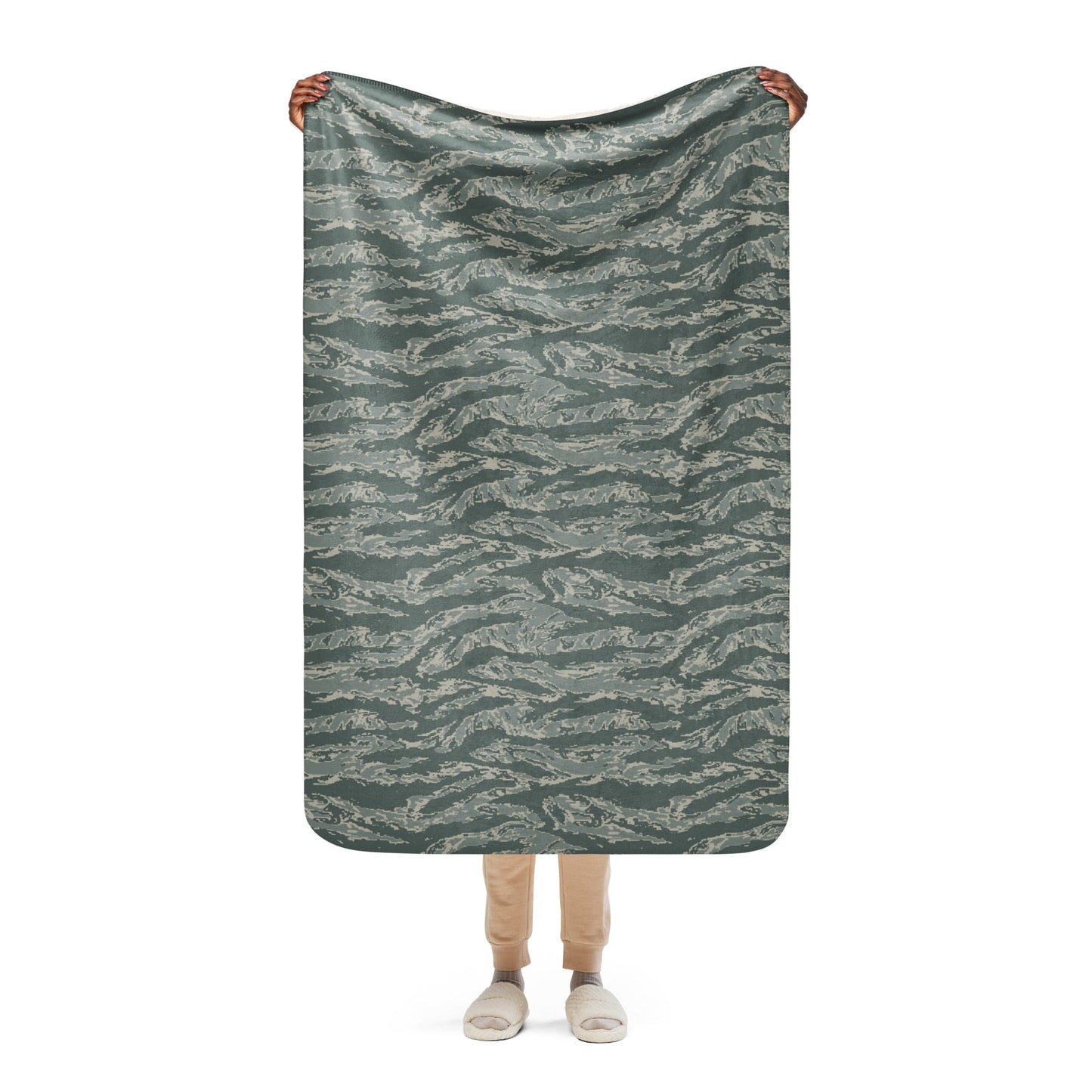 American Tiger Stripe Airman Battle Uniform (ABU) CAMO Sherpa Blanket - 37″×57″