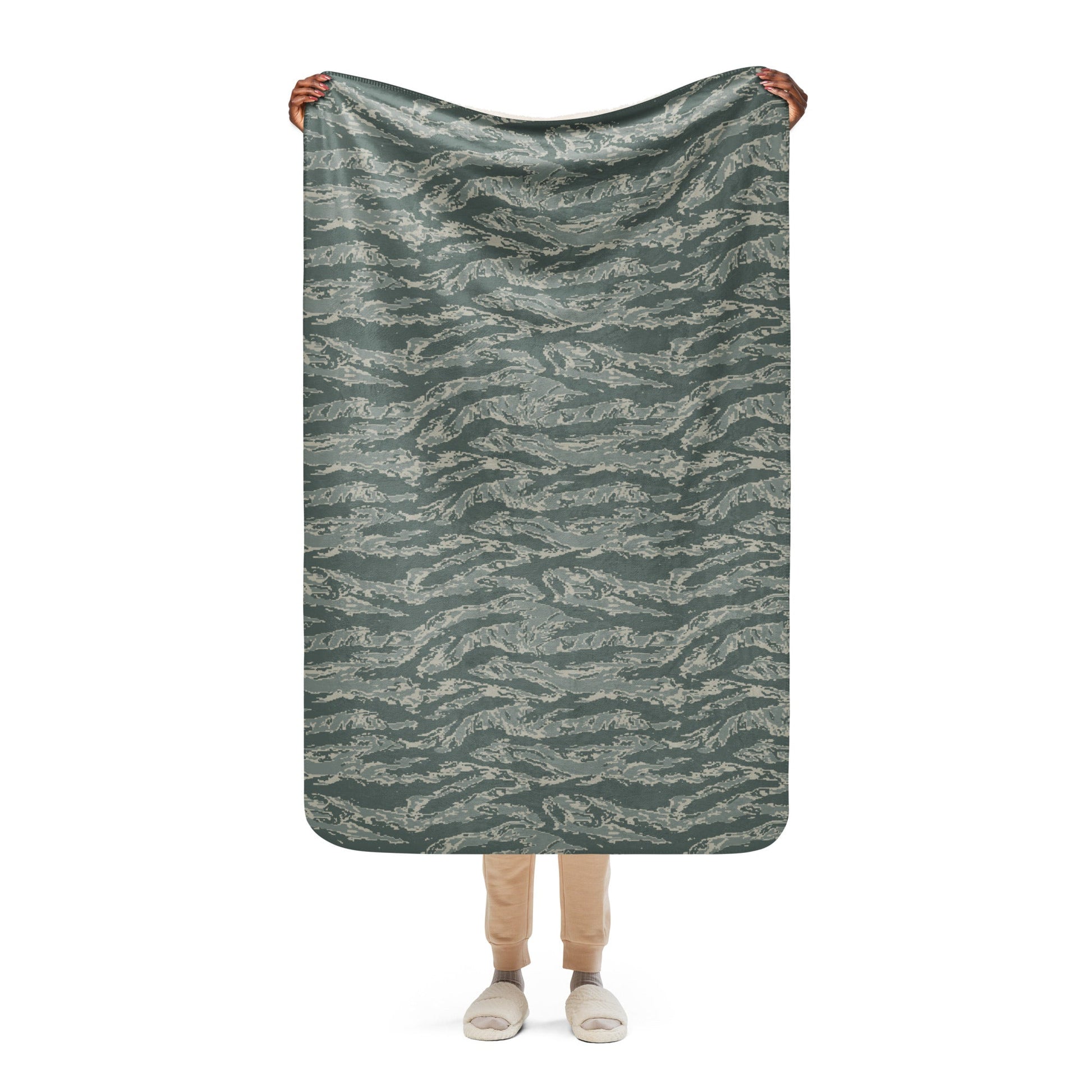 American Tiger Stripe Airman Battle Uniform (ABU) CAMO Sherpa Blanket - 37″×57″