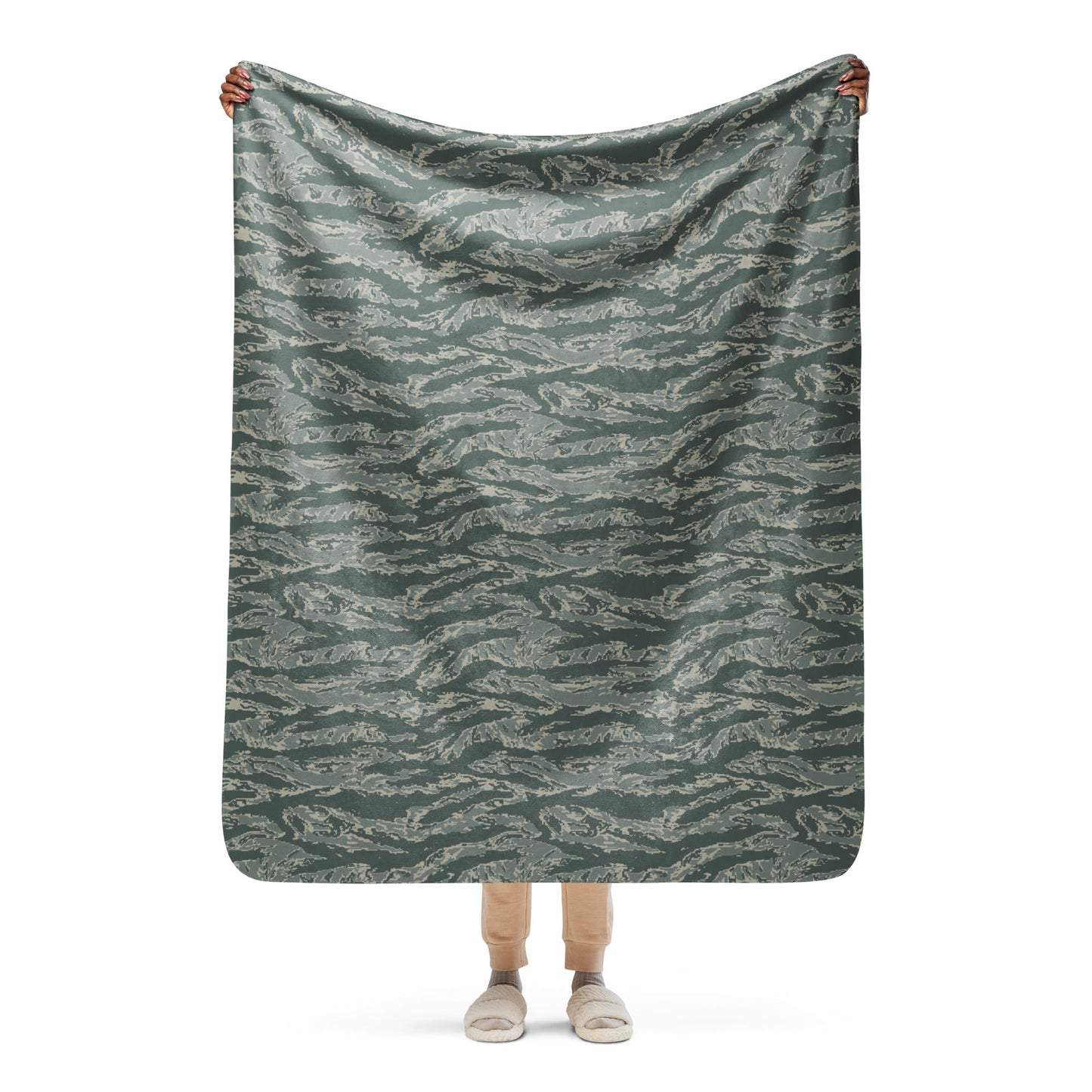 American Tiger Stripe Airman Battle Uniform (ABU) CAMO Sherpa Blanket - 50″×60″