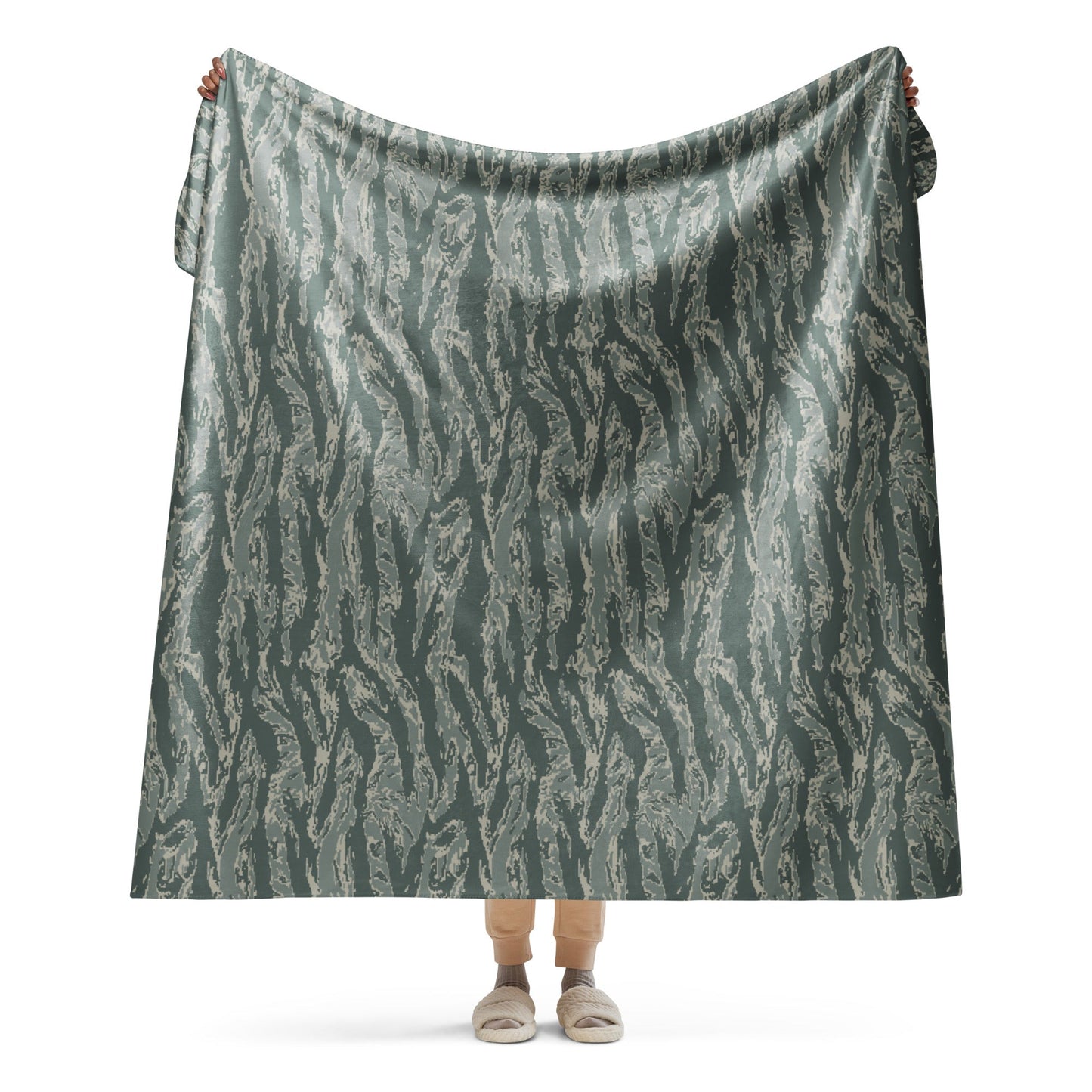 American Tiger Stripe Airman Battle Uniform (ABU) CAMO Sherpa Blanket - 60″×80″