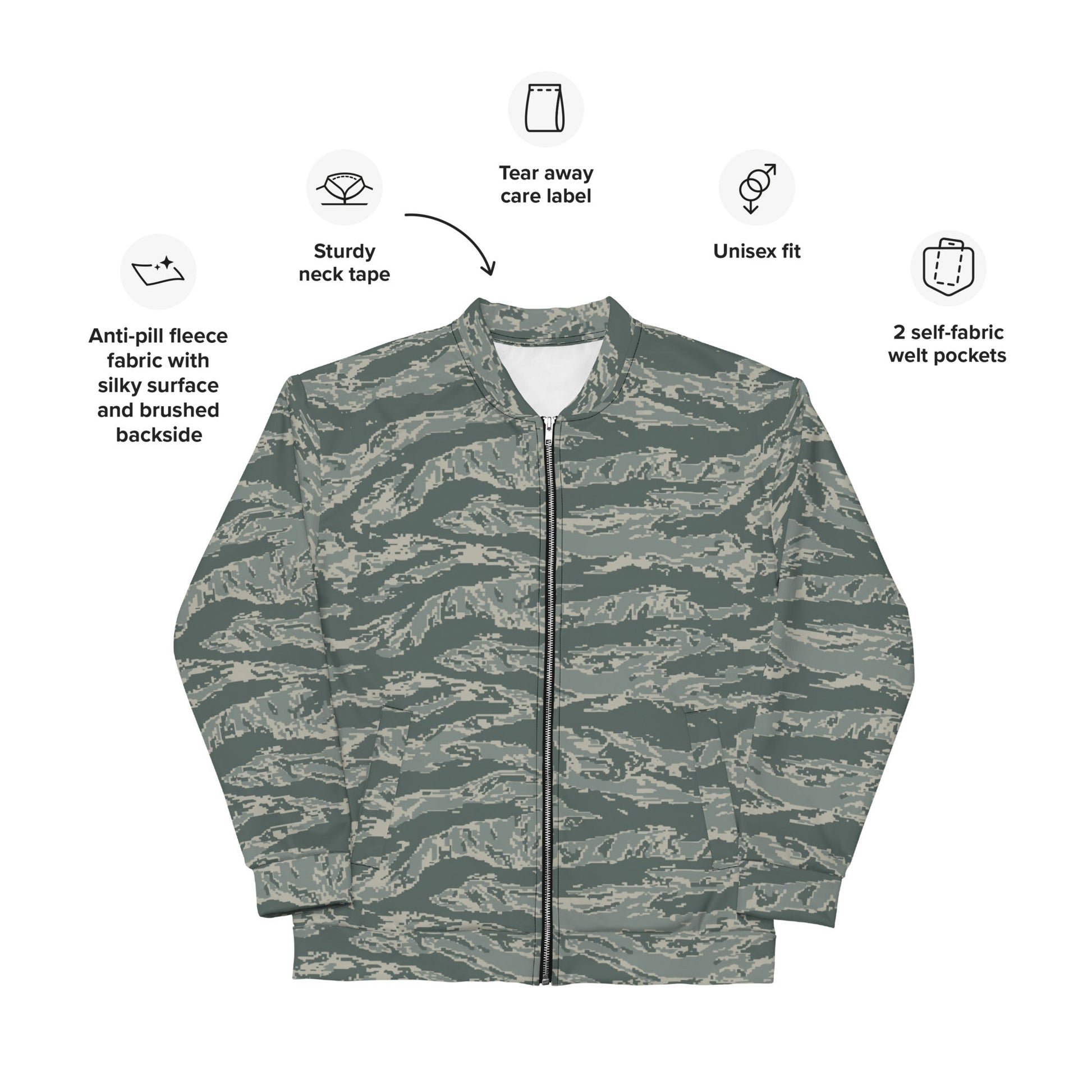 American Tiger Stripe Airman Battle Uniform (ABU) CAMO Unisex Bomber Jacket - Jackets
