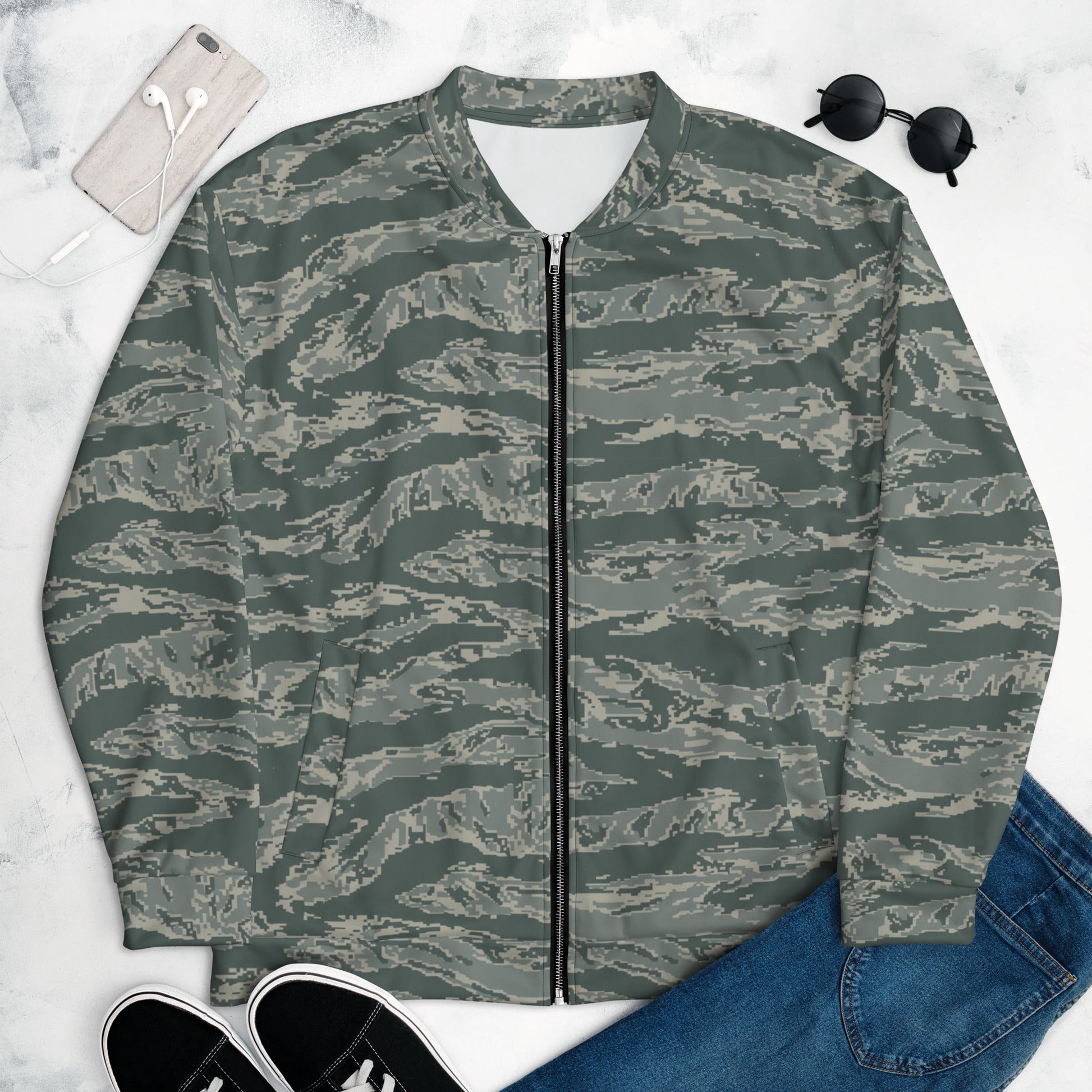 American Tiger Stripe Airman Battle Uniform (ABU) CAMO Unisex Bomber Jacket - XS - Jackets
