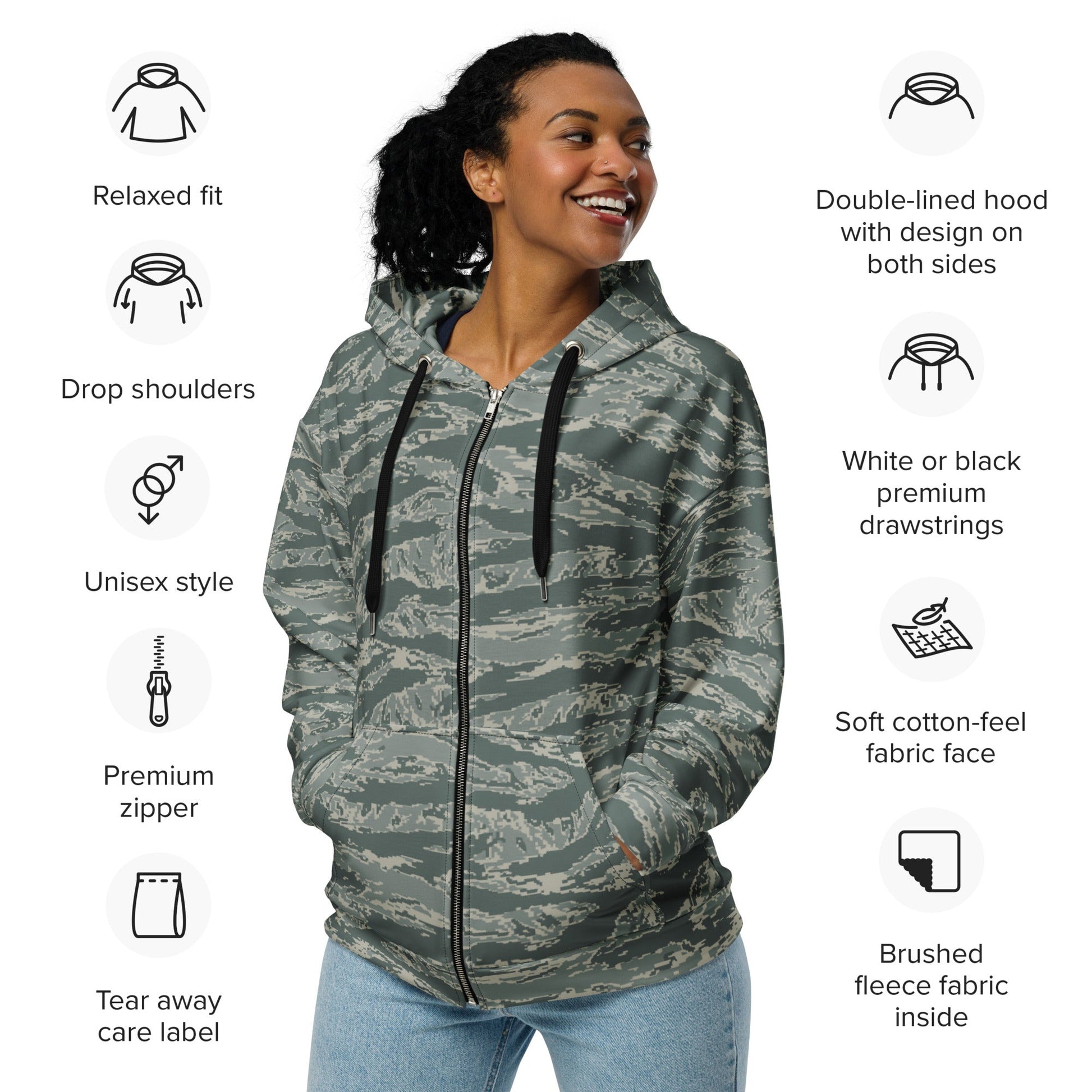 American Tiger Stripe Airman Battle Uniform (ABU) CAMO Unisex zip hoodie Zip Hoodies