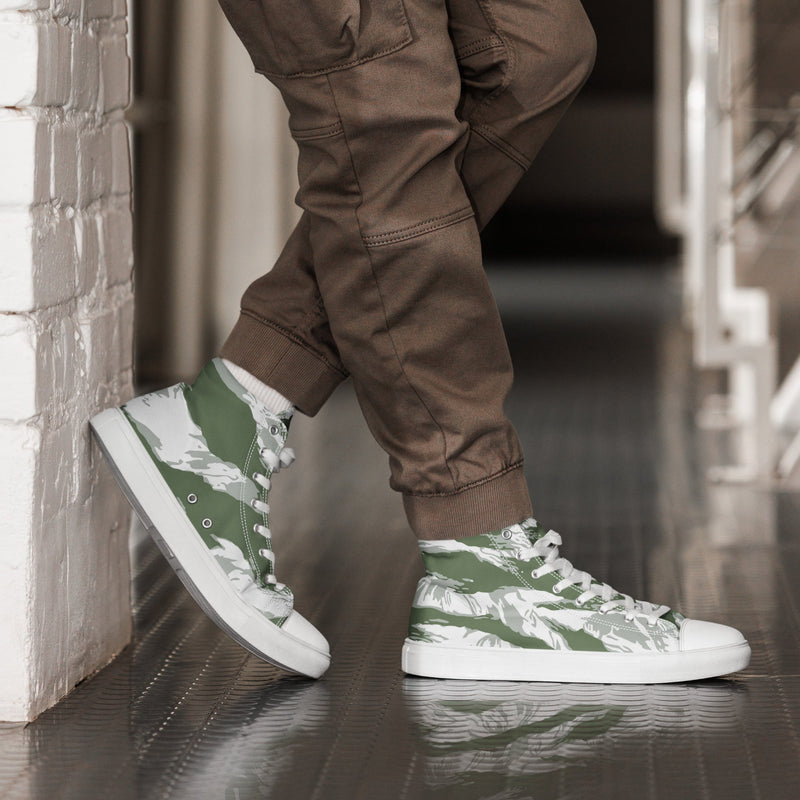 Tiger Stripe Arctic Noorvik CAMO Mens High-Top Canvas Shoes - White / 5