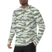 Tiger Stripe Arctic Noorvik CAMO Mens Sunscreen Sports Hoodie With Thumb Holes