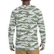 Tiger Stripe Arctic Noorvik CAMO Mens Sunscreen Sports Hoodie With Thumb Holes - S / White