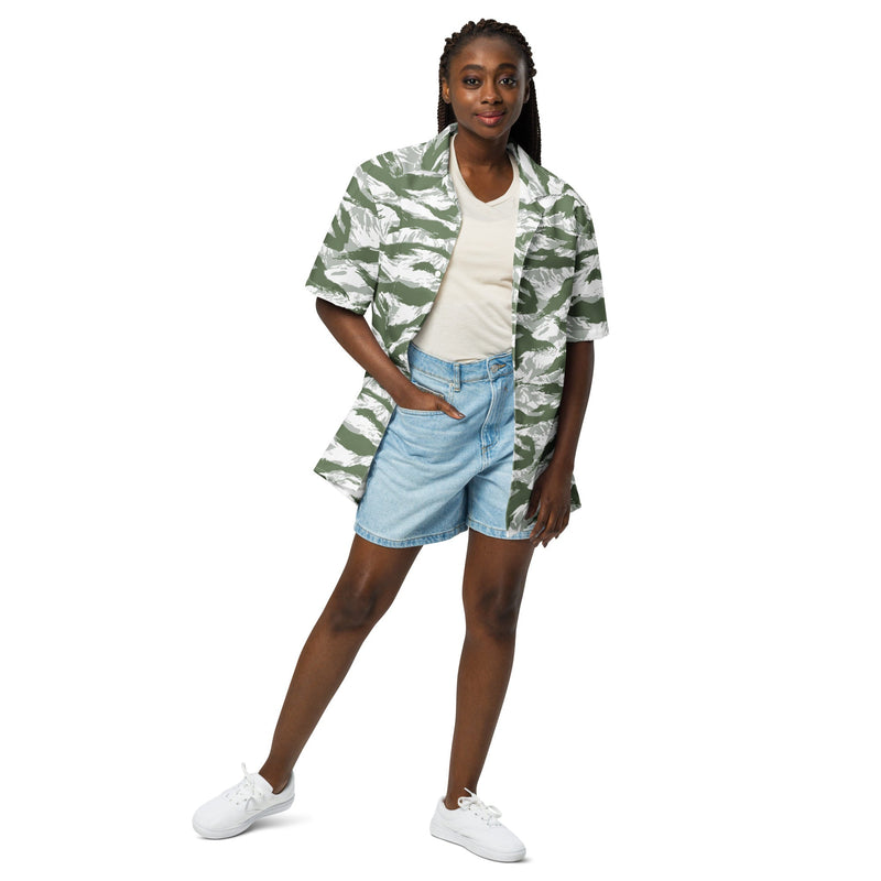 Tiger Stripe Arctic Noorvik CAMO Unisex Short-Sleeve Button Shirt - Button-Up