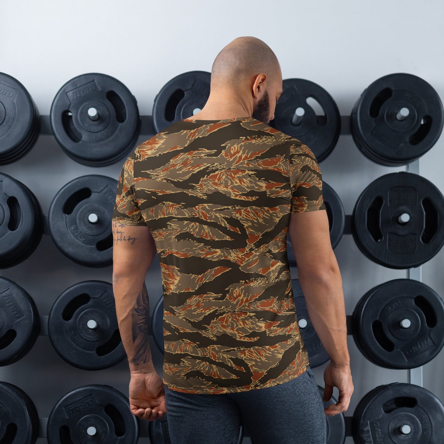 American Tiger Stripe Autumn CAMO Mens athletic t-shirt - Athletic T-Shirts