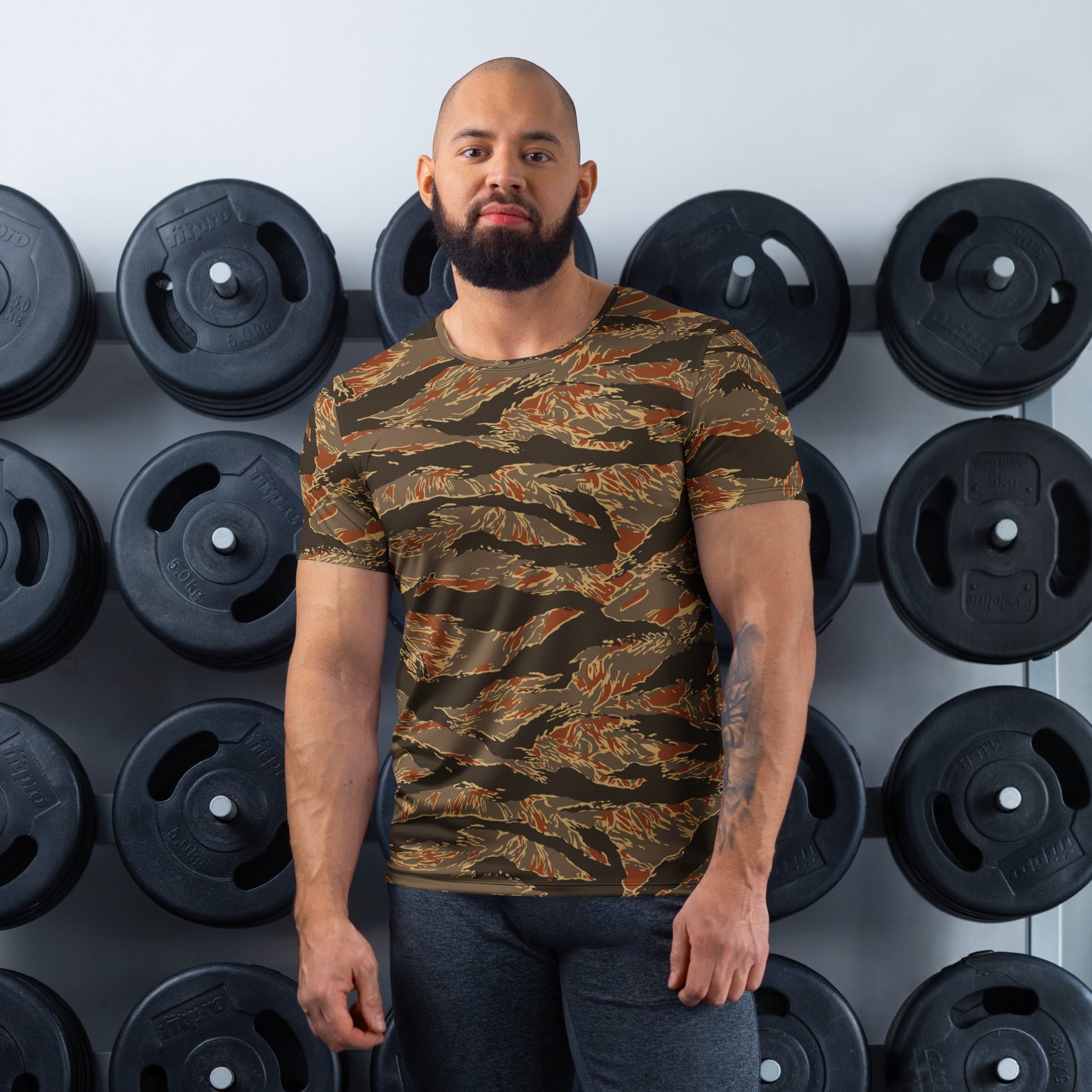 American Tiger Stripe Autumn CAMO Mens athletic t-shirt - XS - Athletic T-Shirts