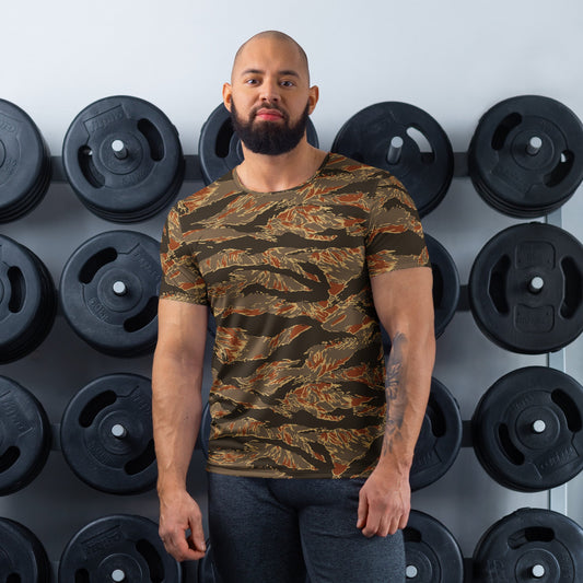American Tiger Stripe Autumn CAMO Mens athletic t-shirt - XS - Athletic T-Shirts