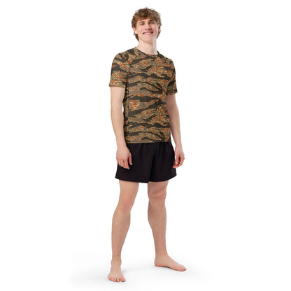 American Tiger Stripe Autumn CAMO Mens Short-Sleeve Rash Guard - Short-sleeve Guards