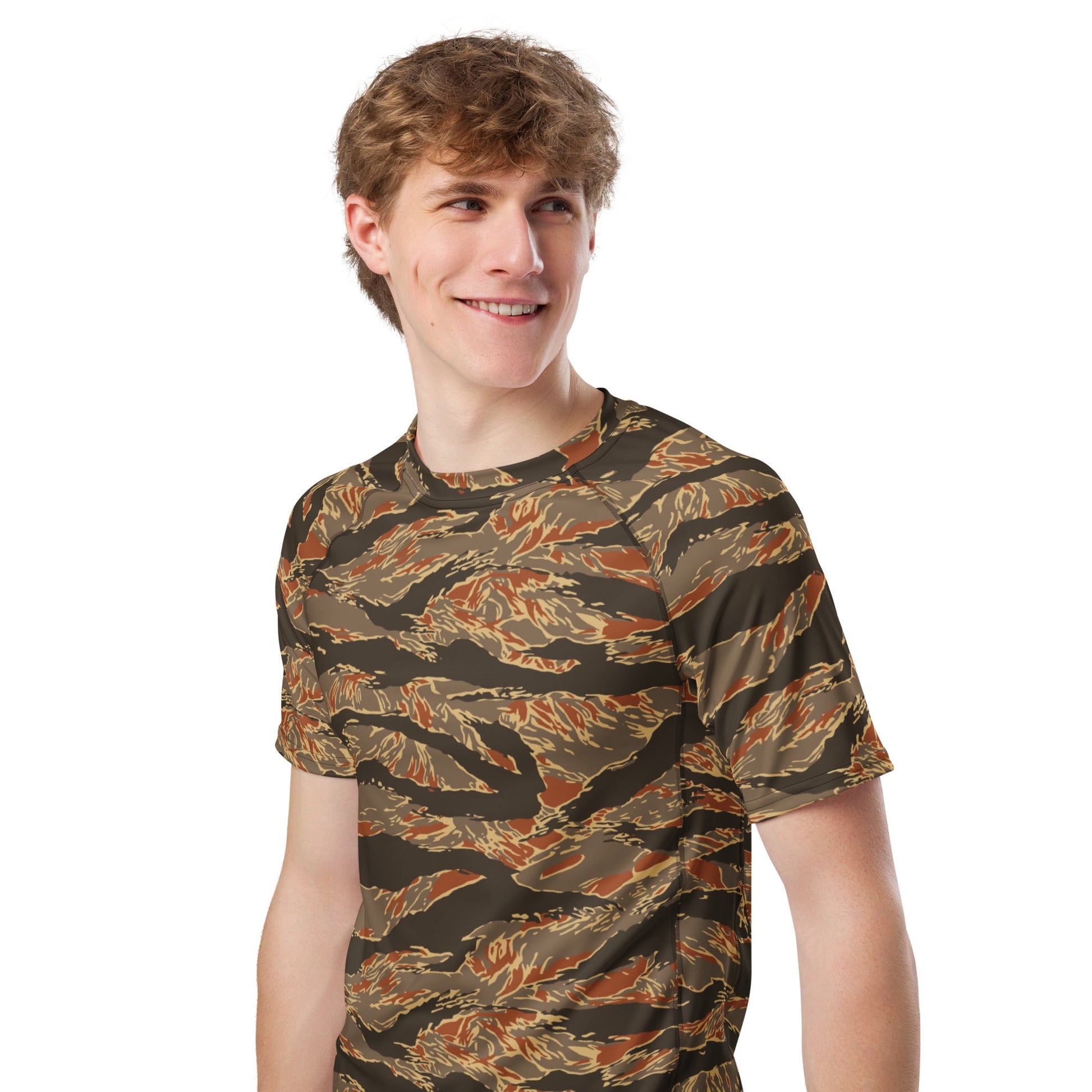 American Tiger Stripe Autumn CAMO Mens Short-Sleeve Rash Guard - Short-sleeve Guards