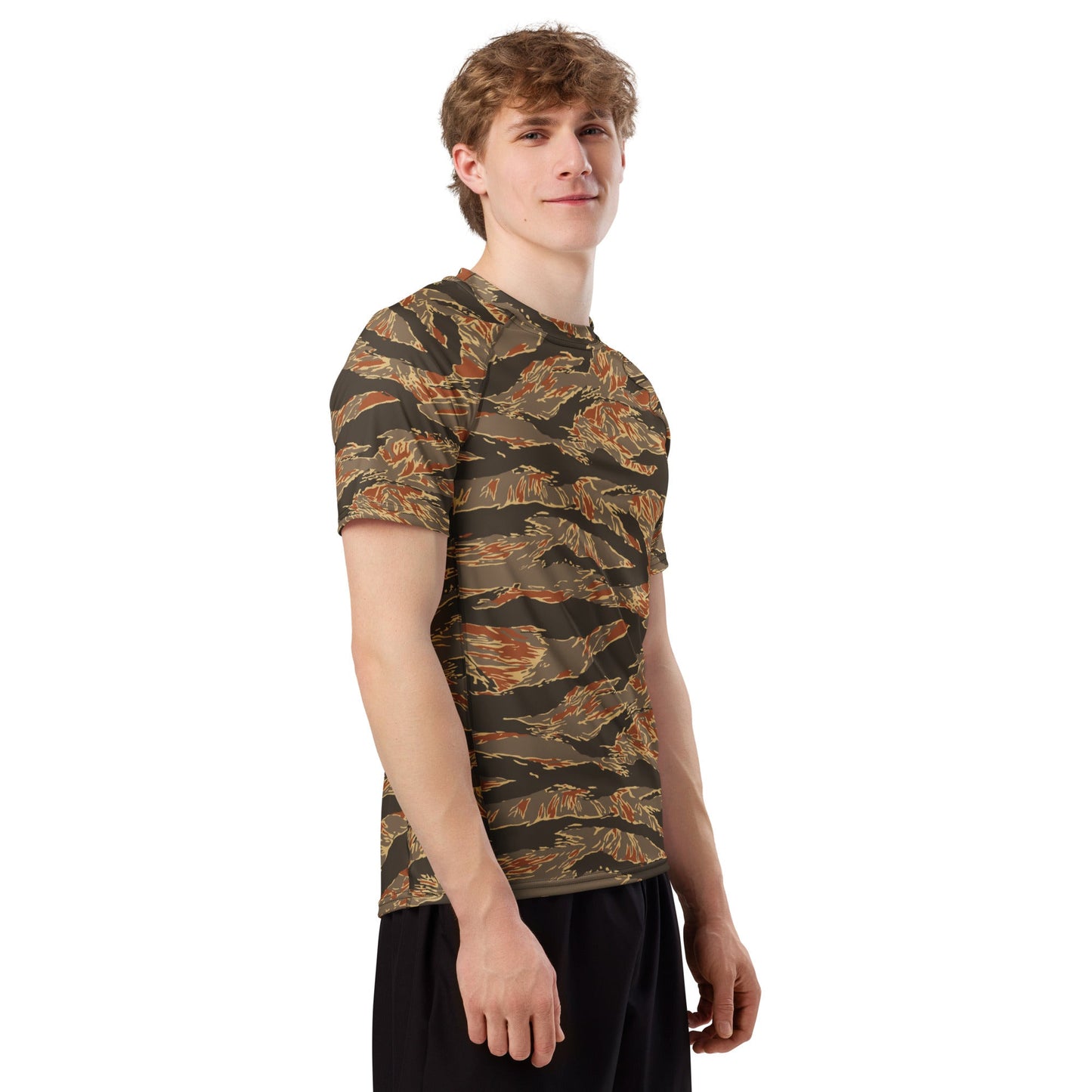 American Tiger Stripe Autumn CAMO Mens Short-Sleeve Rash Guard - Short-sleeve Guards