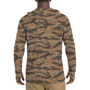 Tiger Stripe Emberwood CAMO Mens Sunscreen Sports Hoodie With Thumb Holes - S / White
