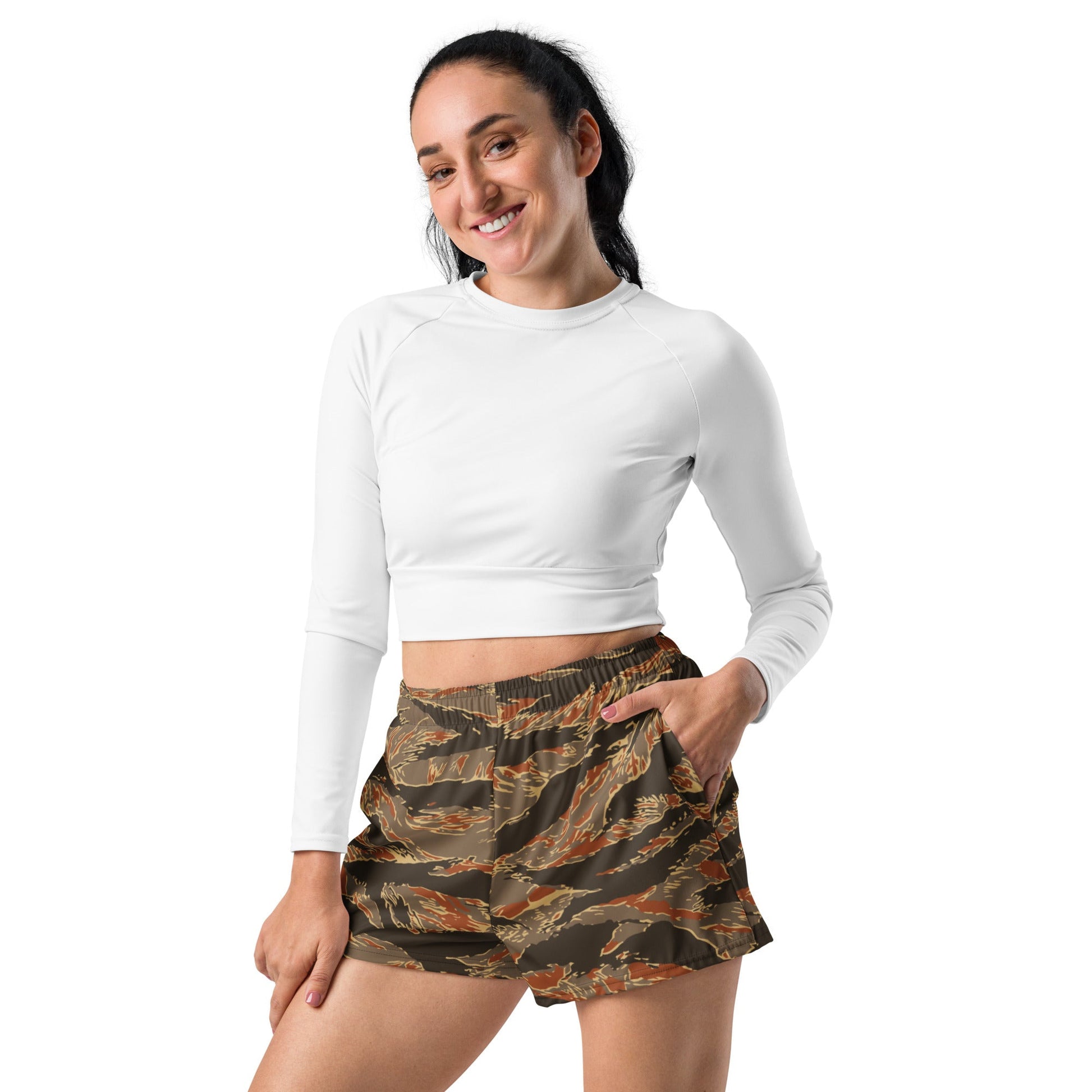 American Tiger Stripe Autumn CAMO Unisex Athletic Shorts