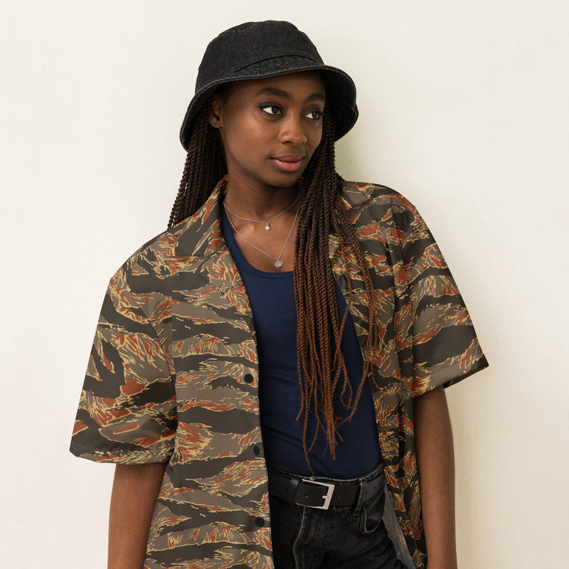 Tiger Stripe Emberwood CAMO Unisex Short-Sleeve Button Shirt