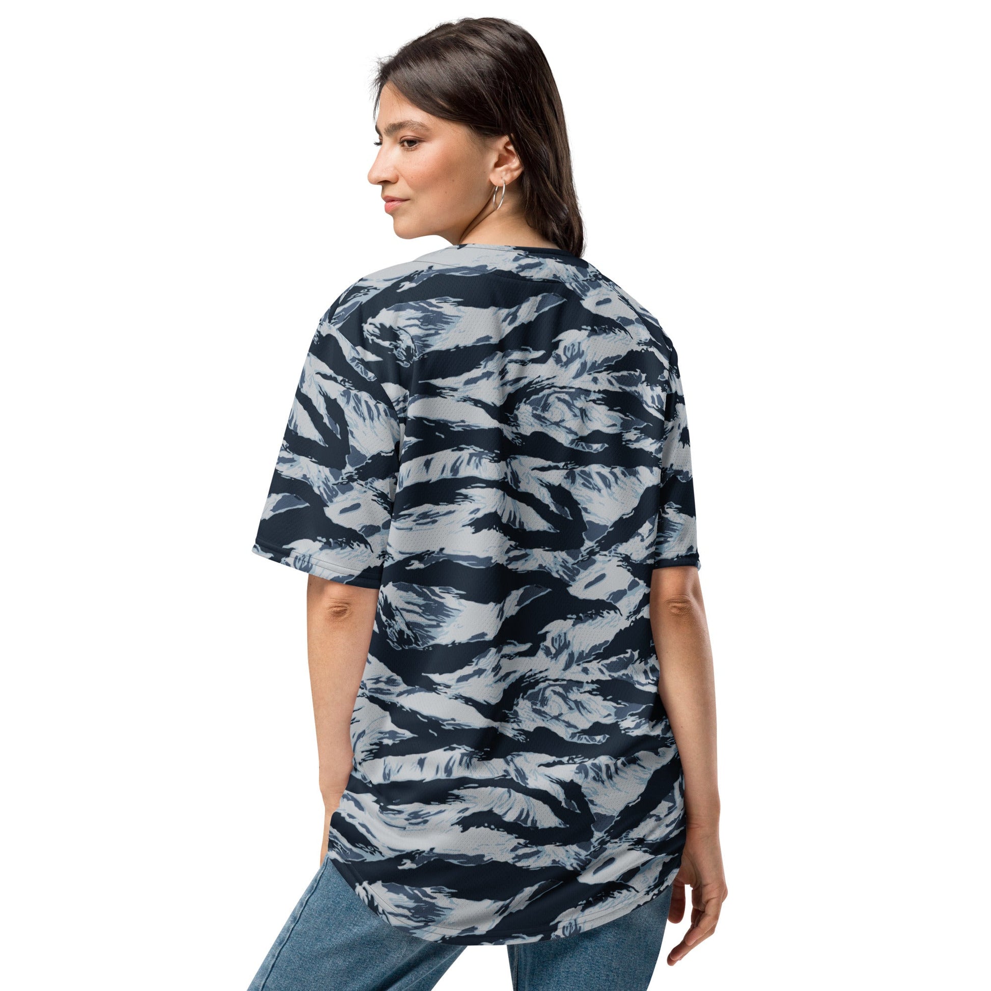 American Tiger Stripe Blue Frost CAMO baseball jersey - Baseball Jerseys