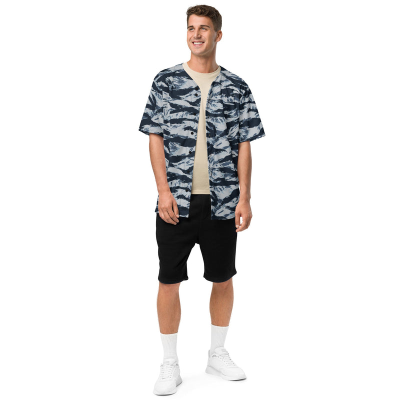 Tiger Stripe Blue Frost CAMO Unisex Baseball Jersey