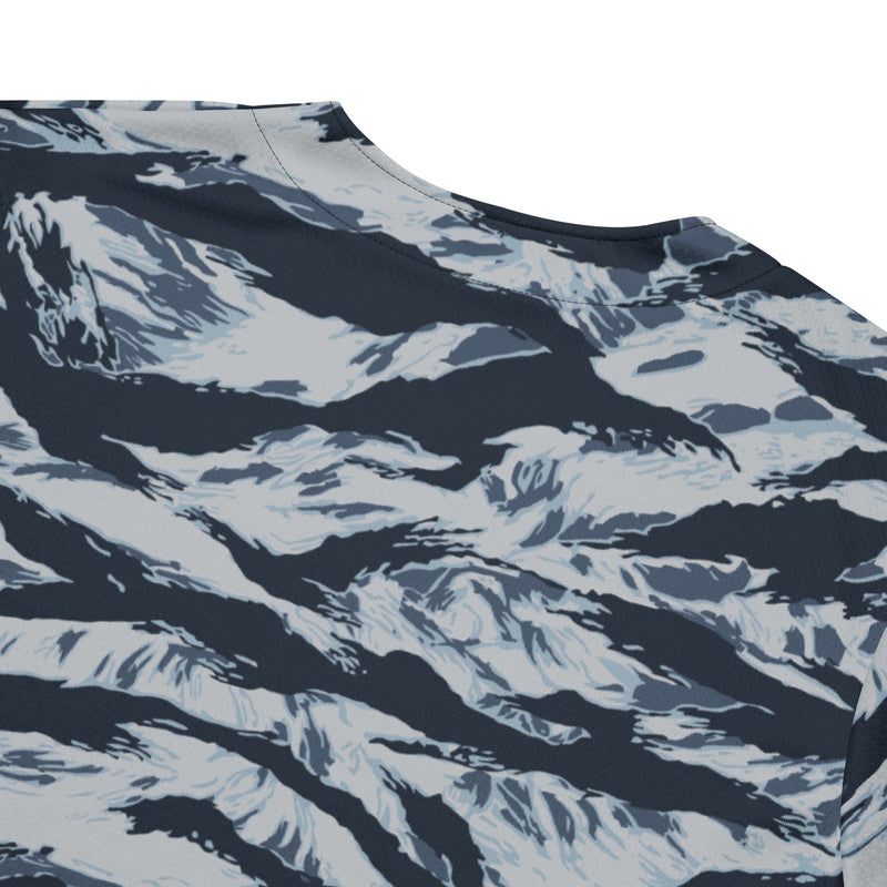 Tiger Stripe Blue Frost CAMO Unisex Baseball Jersey