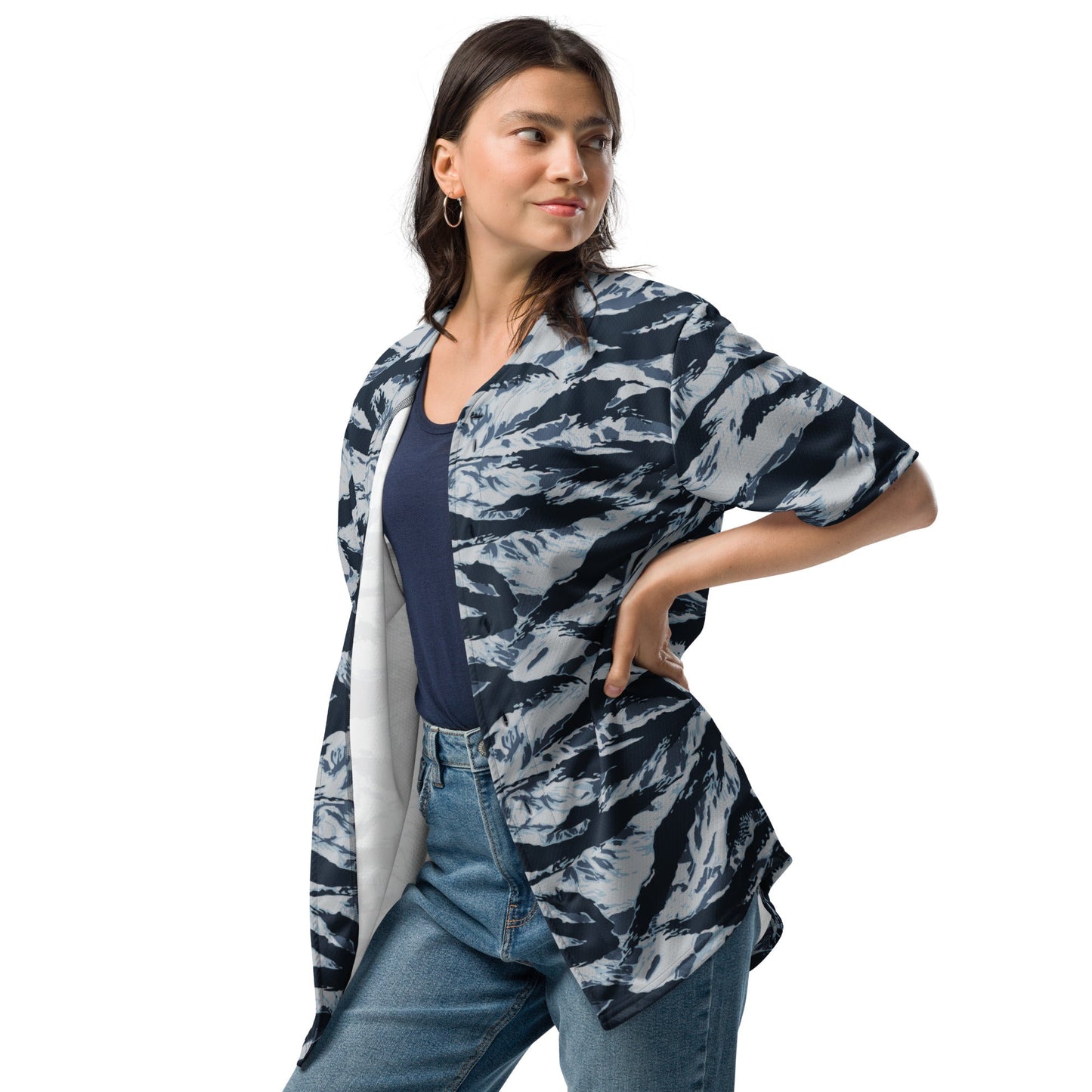 American Tiger Stripe Blue Frost CAMO baseball jersey - Baseball Jerseys