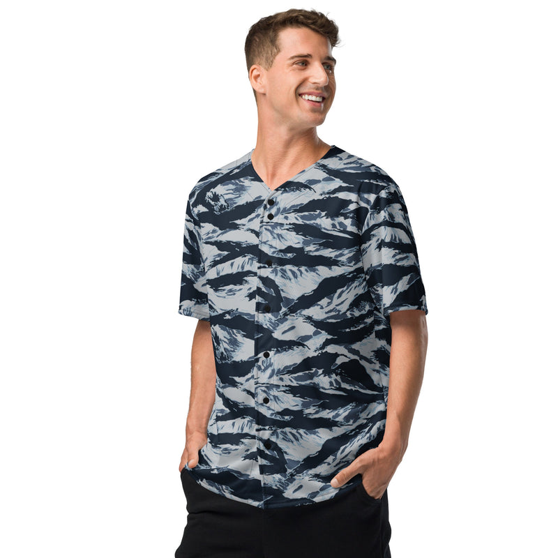 Tiger Stripe Blue Frost CAMO Unisex Baseball Jersey