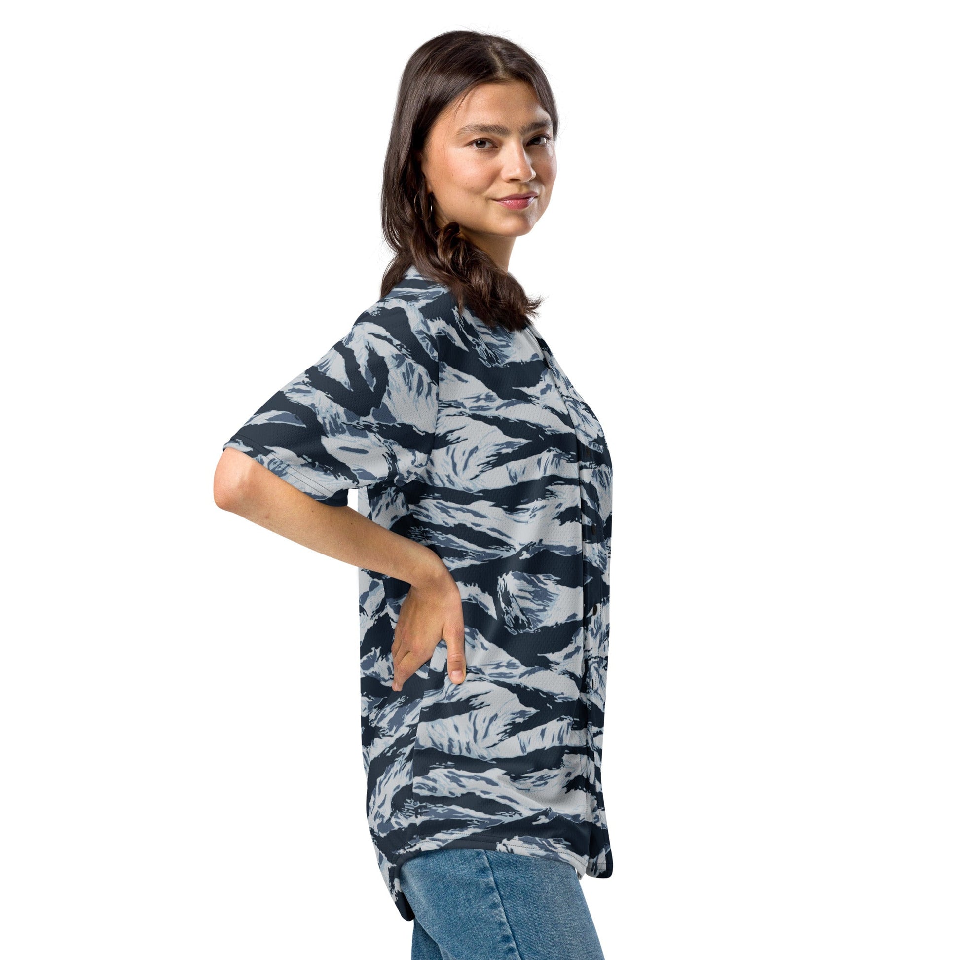 American Tiger Stripe Blue Frost CAMO baseball jersey - Baseball Jerseys