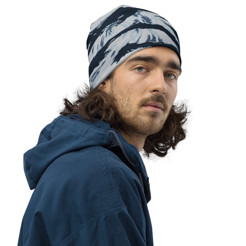 Tiger Stripe Blue Frost CAMO Beanie - Head