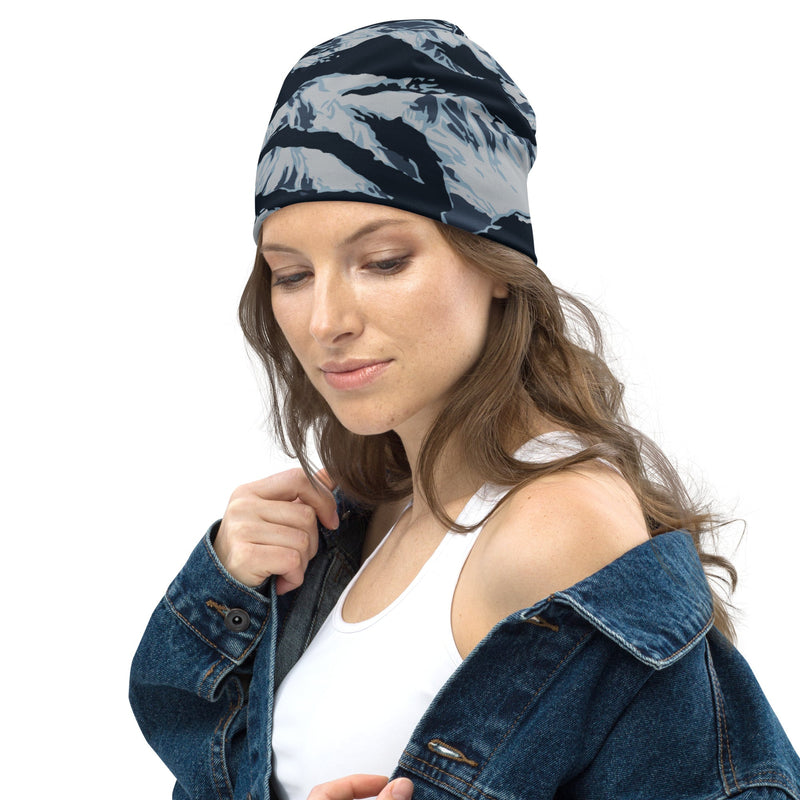 Tiger Stripe Blue Frost CAMO Beanie - Head