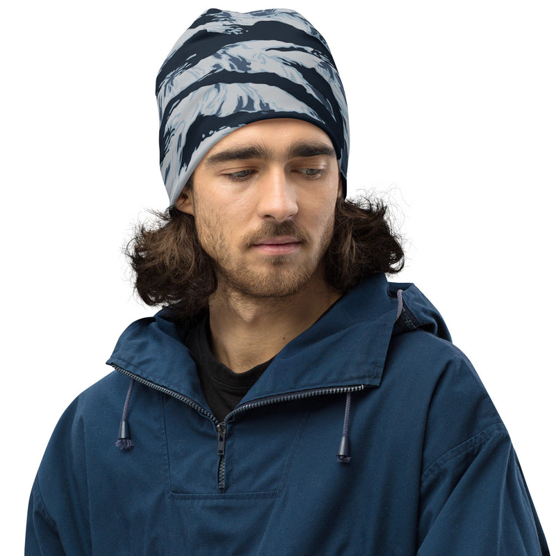 Tiger Stripe Blue Frost CAMO Beanie - Head