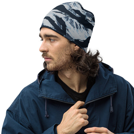 American Tiger Stripe Blue Frost CAMO Beanie - S - Beanies